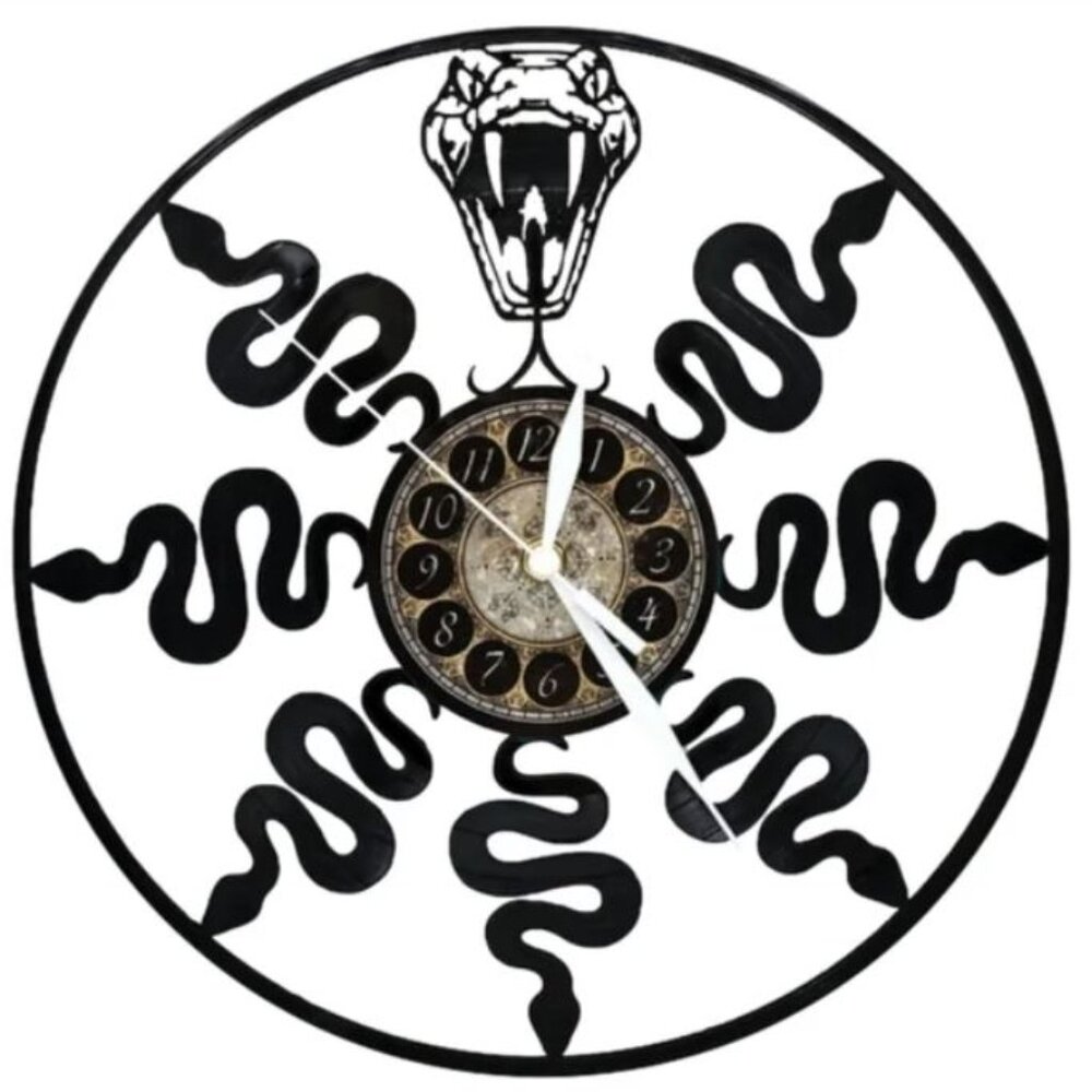 SNAKES vinyl record clock